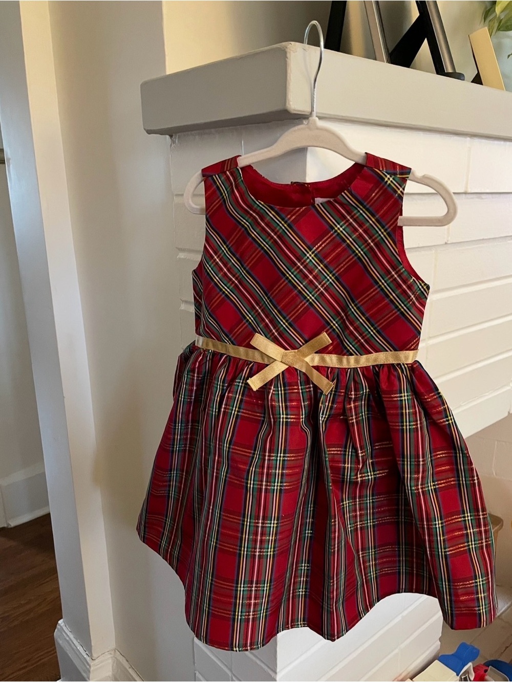 2T Red Plaid Holiday Bow Toddler Dress